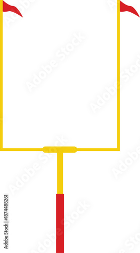 Yellow American Football Goal Post with Red Flags Vector Illustration for Sports and Stadium Design