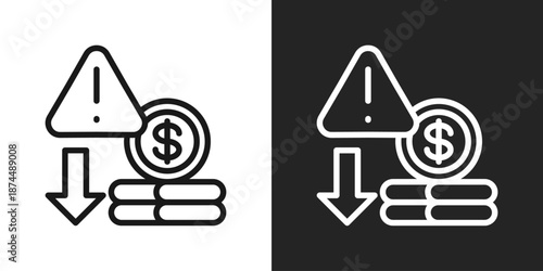 Financial Risk Icon In Black And White Line Style