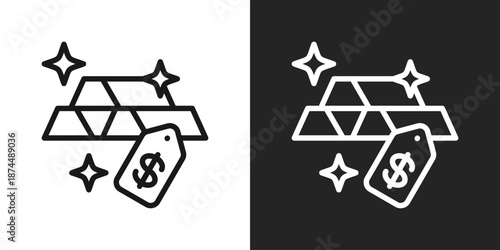 Gold Price Icon In Black And White Line Style