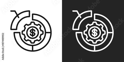 Asset Management Icon In Black And White Line Style