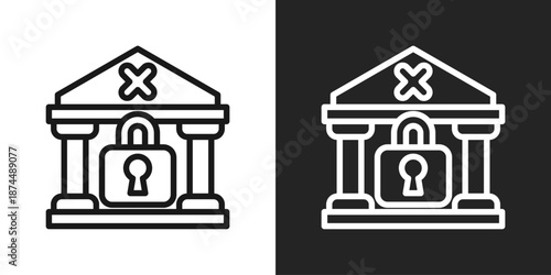 Bankruptcy Icon In Black And White Line Style