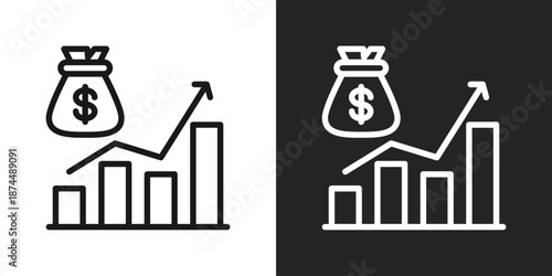 Inflation Icon In Black And White Line Style