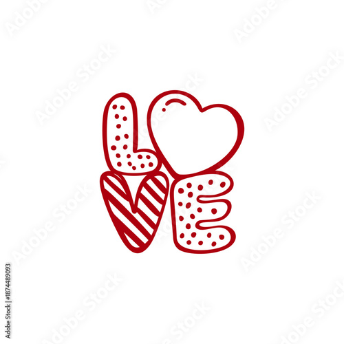 Love hand drawn vector illustration. Heart vector icon