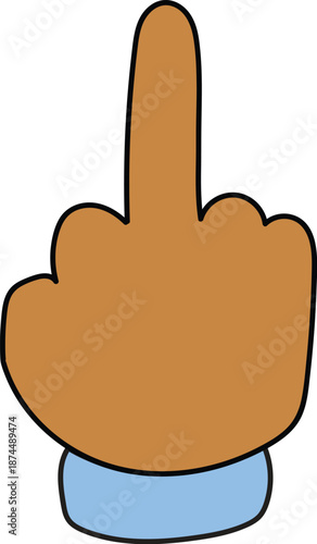 Middle finger hand gesture vector illustration for rude attitude rebellion and offensive message design concepts isolated on white background for graphic projects