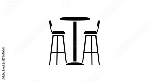 Silhouette of Bistro High Table with Two Bar Stools
