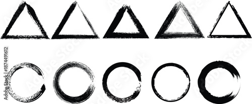 Hand drawn circle and Triangle set
