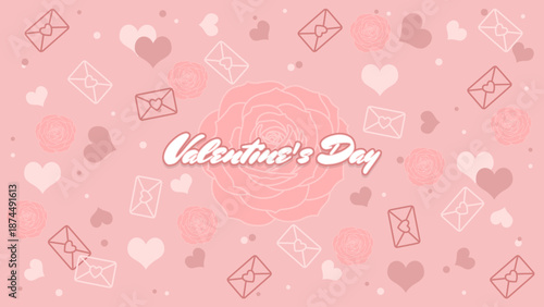 Ethereal Blush Valentine’s Day Aesthetic. A Whimsical Symphony of Pastel Roses, Floating Love Envelopes, and Heart-Shaped Dreams for Romantic Digital Backgrounds. Valentine's Day, February 14th