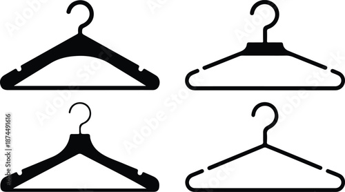 Clothes Hanger Vector Icon Set Wardrobe Hooks Silhouette