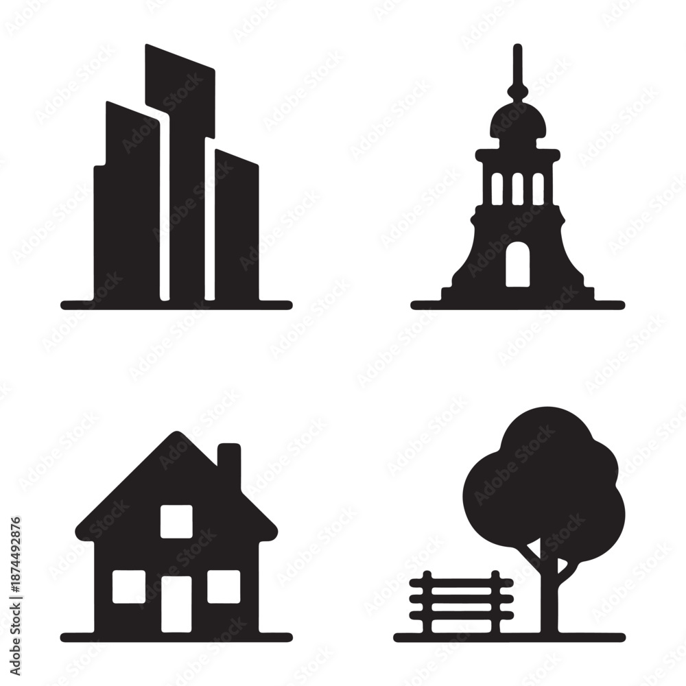 Fototapeta premium Quiet city house icon representing peaceful residential living