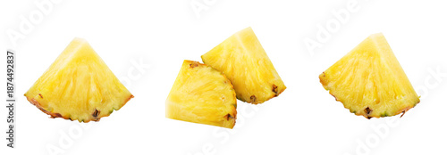 Set of slices of pineapple isolated on transparent background. PNG © egorxfi