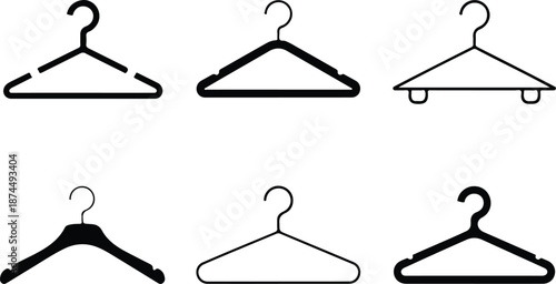 Clothes Hanger Vector Icon Set Wardrobe Hooks Silhouette