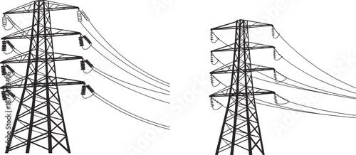 High Voltage Electricity Pylon Tower with Power Lines Vector Illustration transmission