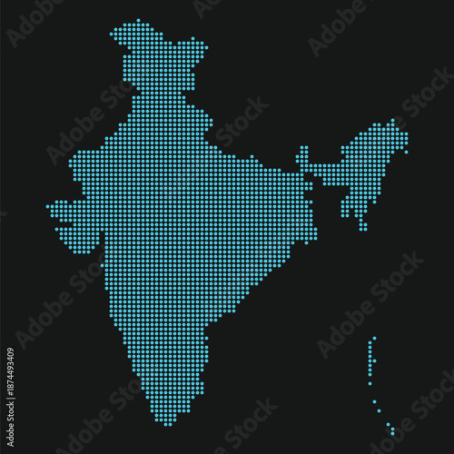 India Digital Infrastructure Map with Dotted Connectivity Grid for 5G and IT Networks. India dotted map.