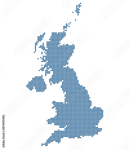 Professional UK Dotted Map Silhouette for British Business and Economic Analysis. UK dotted map.