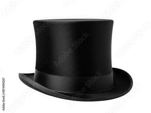 Elegant black top hat with satin band