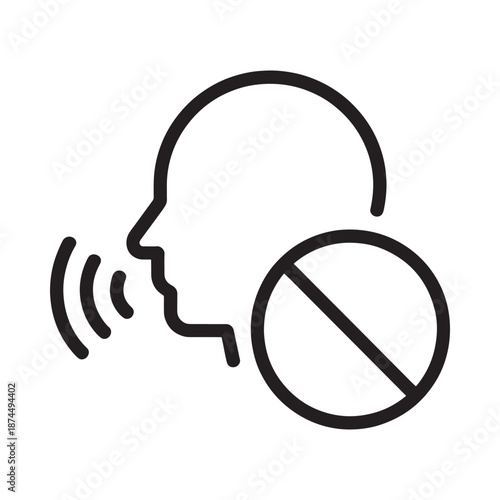 No speaking allowed a line art illustration of silence and prohibition