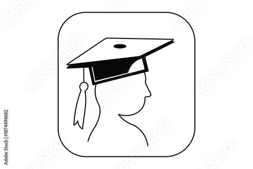 Academic degree icon with mortarboard hat for educational software design