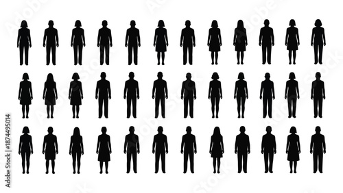 Silhouette collection of people isolated on white background, Vector