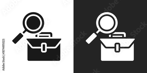 Job Search Icon In Black And White Glyph Style