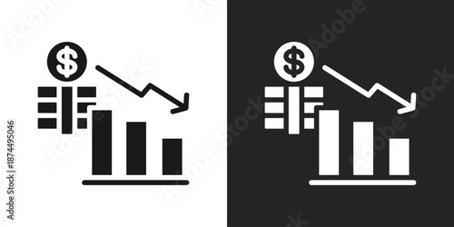 Recession Icon In Black And White Glyph Style