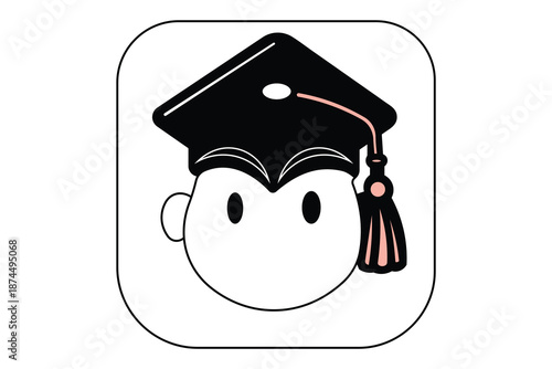 Black mortarboard symbol representing academic success and university degree