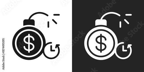 Debt Icon In Black And White Glyph Style