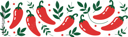 Chili Pepper Border Vector  Mexican Fiesta Frame Illustration
