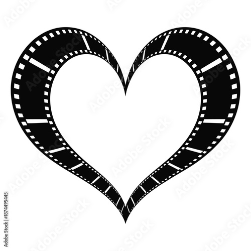 Film reel heart shape design symbolizes passion cinema love storytelling artistic expression cinematic romance creative filmography visual narrative