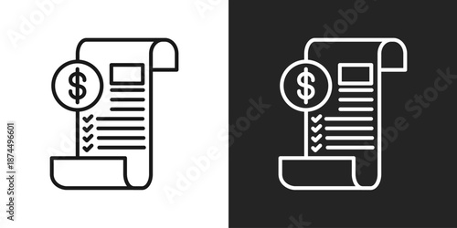 bill Icon In Black And White Line Style