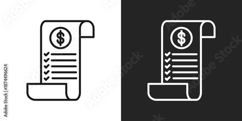 Invoice Icon In Black And White Line Style