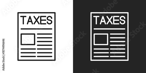 Taxes Icon In Black And White Line Style
