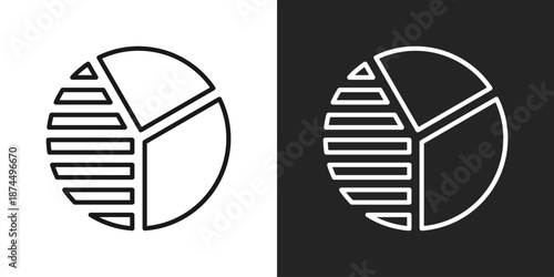 Pie Chart Icon In Black And White Line Style