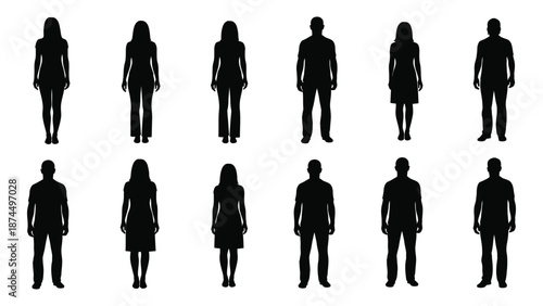 Silhouettes of people isolated on white background, Vector