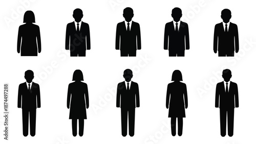 Silhouettes of professionals isolated on white background, Vector