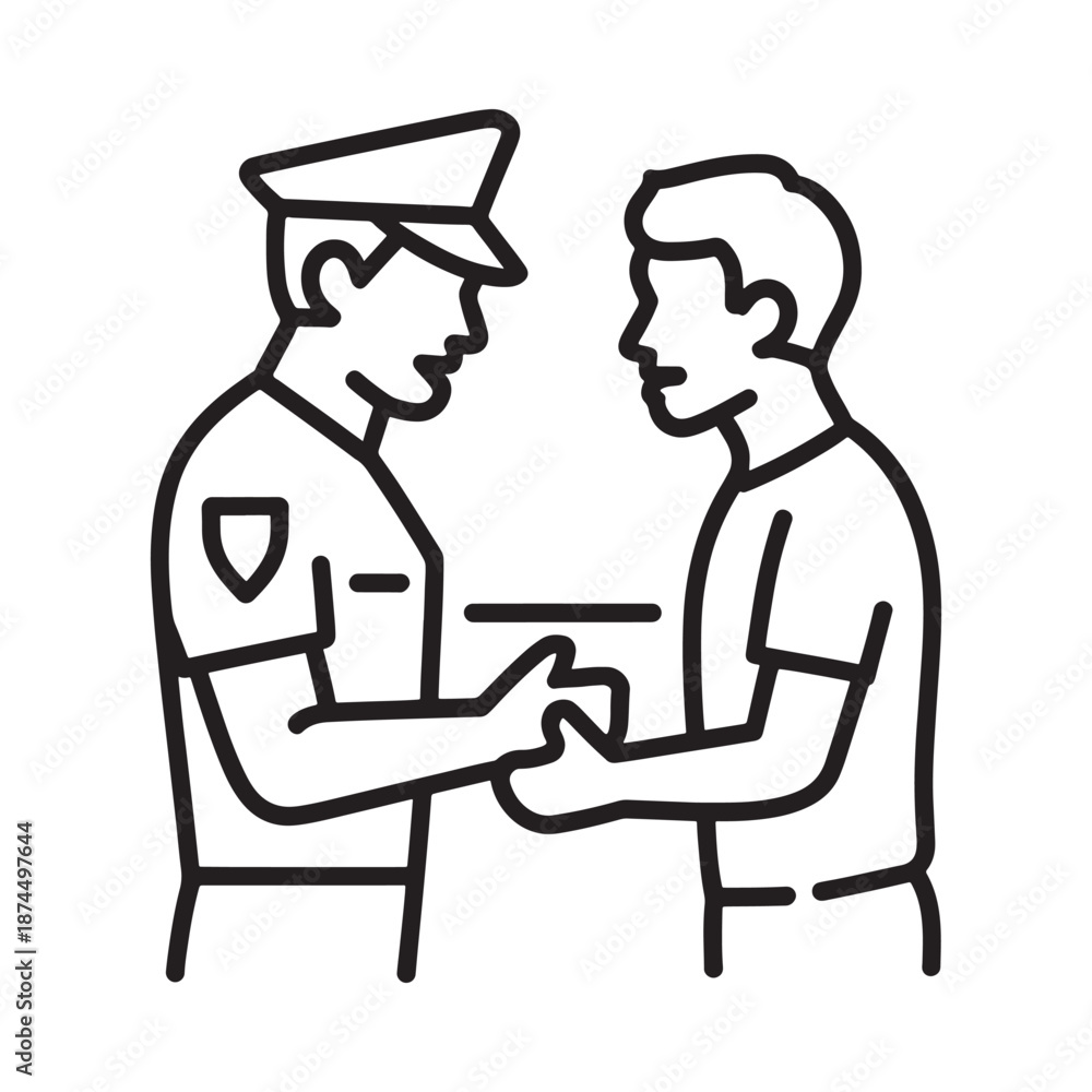 Fototapeta premium A police officer interacting with a civilian possibly issuing a ticket