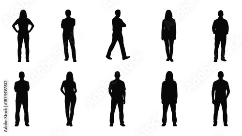 Silhouette figures isolated on white background, Vector