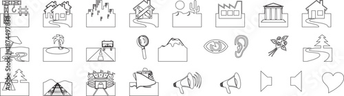 Real Estate Property Home and Construction Line Icon Set for Business and Web Design