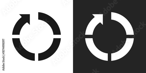 Donut Chart Icon In Black And White Glyph Style