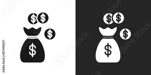 Investment Icon In Black And White Glyph Style