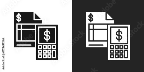 Invoice Icon In Black And White Glyph Style