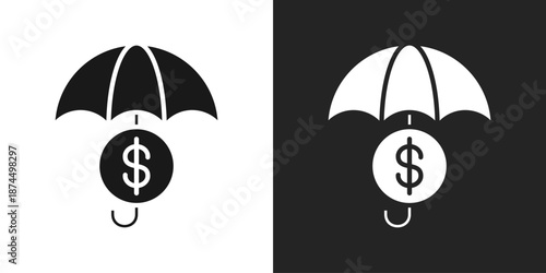 Investment Insurance Icon In Black And White Glyph Style