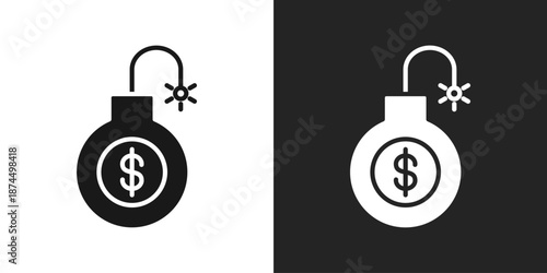Debt Icon In Black And White Glyph Style