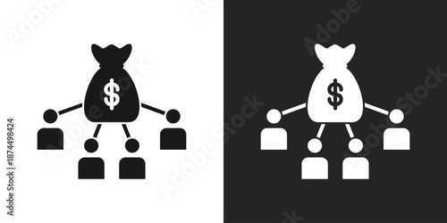 Crowdfunding Icon In Black And White Glyph Style