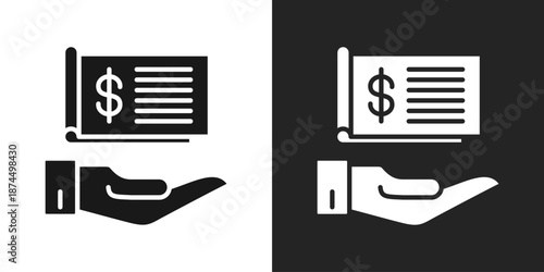 Cheque Icon In Black And White Glyph Style