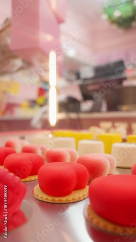 Wallpaper Mural Colorful mousse cakes displayed in a modern pastry shop. Pastry concept. Torontodigital.ca