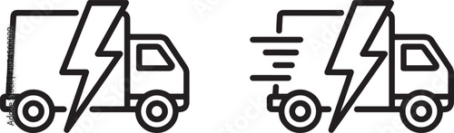 Fast delivery truck icon with lightning bolt symbol representing quick shipping service Vector