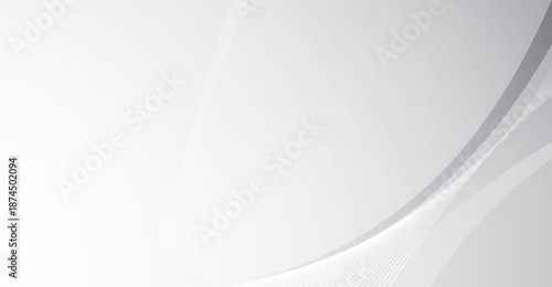 Abstract flowing background with white and grey smooth curved lines for modern elegant corporate presentations