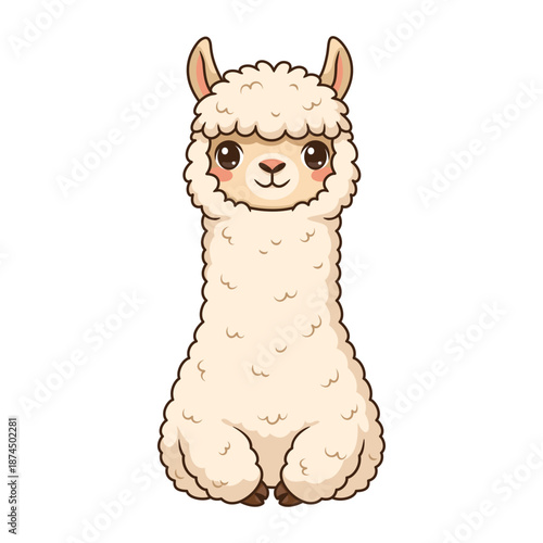 Adorable fluffy llama character