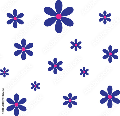 A group of blue flowers on a white background