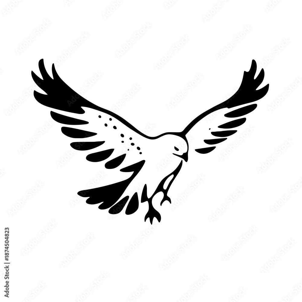Fototapeta premium Buzzard. Buzzard simple black and white line art vector logo